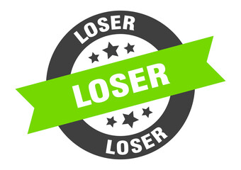 loser sign. round ribbon sticker. isolated tag