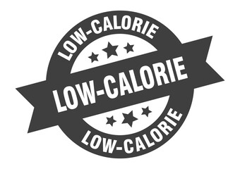 low-calorie sign. round ribbon sticker. isolated tag