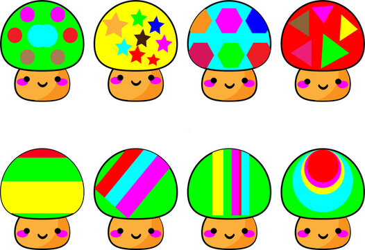 Cute mushroom vector illustration design with different colors