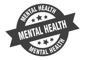 Obraz premium mental health sign. round ribbon sticker. isolated tag