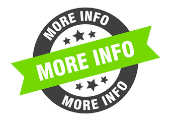 more info sign. round ribbon sticker. isolated tag