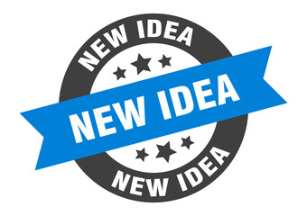 new idea sign. round ribbon sticker. isolated tag