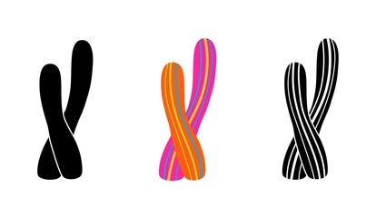 Vector illustration of cacti isolated on a white background. Icons, silhouettes of cacti. Mexican desert cactus, tropical plants, summer garden. Abstract creative decorative cactus, succulent, aloe