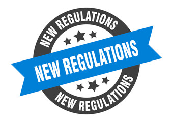 new regulations sign. round ribbon sticker. isolated tag