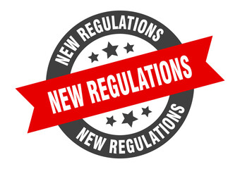 new regulations sign. round ribbon sticker. isolated tag