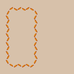 Square frame with creative hot dog on beige background. Vector image.