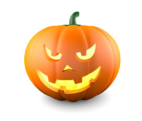 Halloween pumpkin. Angry face. Isolated on white background. 3d render