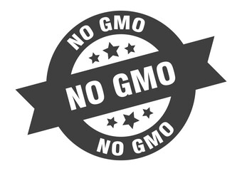no gmo sign. round ribbon sticker. isolated tag