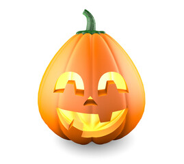 Halloween pumpkin. Smiling funny face. Isolated on white background. 3d render