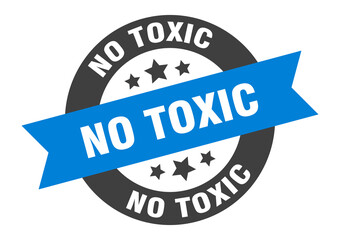 no toxic sign. round ribbon sticker. isolated tag