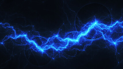 Blue lightning, abstract electrical background - 375367403