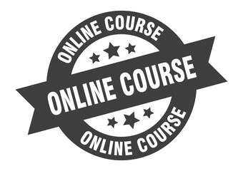 online course sign. round ribbon sticker. isolated tag