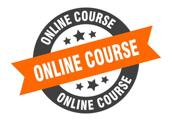 online course sign. round ribbon sticker. isolated tag