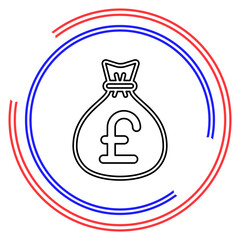 English pound money bag illustration