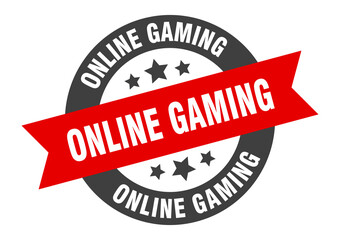 online gaming sign. round ribbon sticker. isolated tag