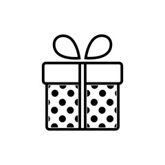 Illustration of gift box icon o background. Christmas gift icon illustration vector symbol. Present gift box icon. Package in gift wrap, vector eps 10 box icon