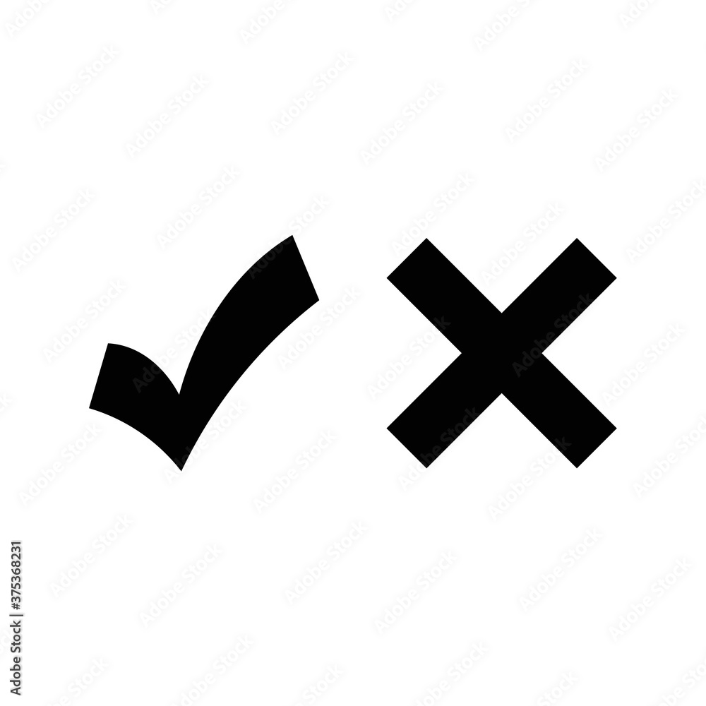 Poster checkmark and cross icon. vector web design.