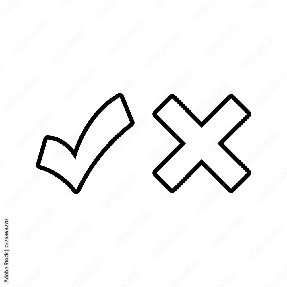 Poster checkmark and cross icon. vector web design.