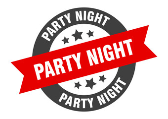 party night sign. round ribbon sticker. isolated tag