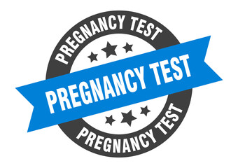 pregnancy test sign. round ribbon sticker. isolated tag