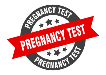 pregnancy test sign. round ribbon sticker. isolated tag