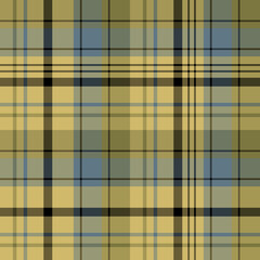 Obraz premium Seamless pattern in swamp beige, discreet blue and black colors for plaid, fabric, textile, clothes, tablecloth and other things. Vector image.