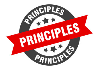 principles sign. round ribbon sticker. isolated tag