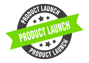 product launch sign. round ribbon sticker. isolated tag