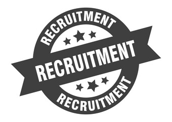 recruitment sign. round ribbon sticker. isolated tag