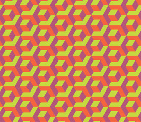 Seamless Cubes Pattern. Abstract Futuristic Wrapping Background. Vector Regular 3d Texture. Modern Graphic Design.