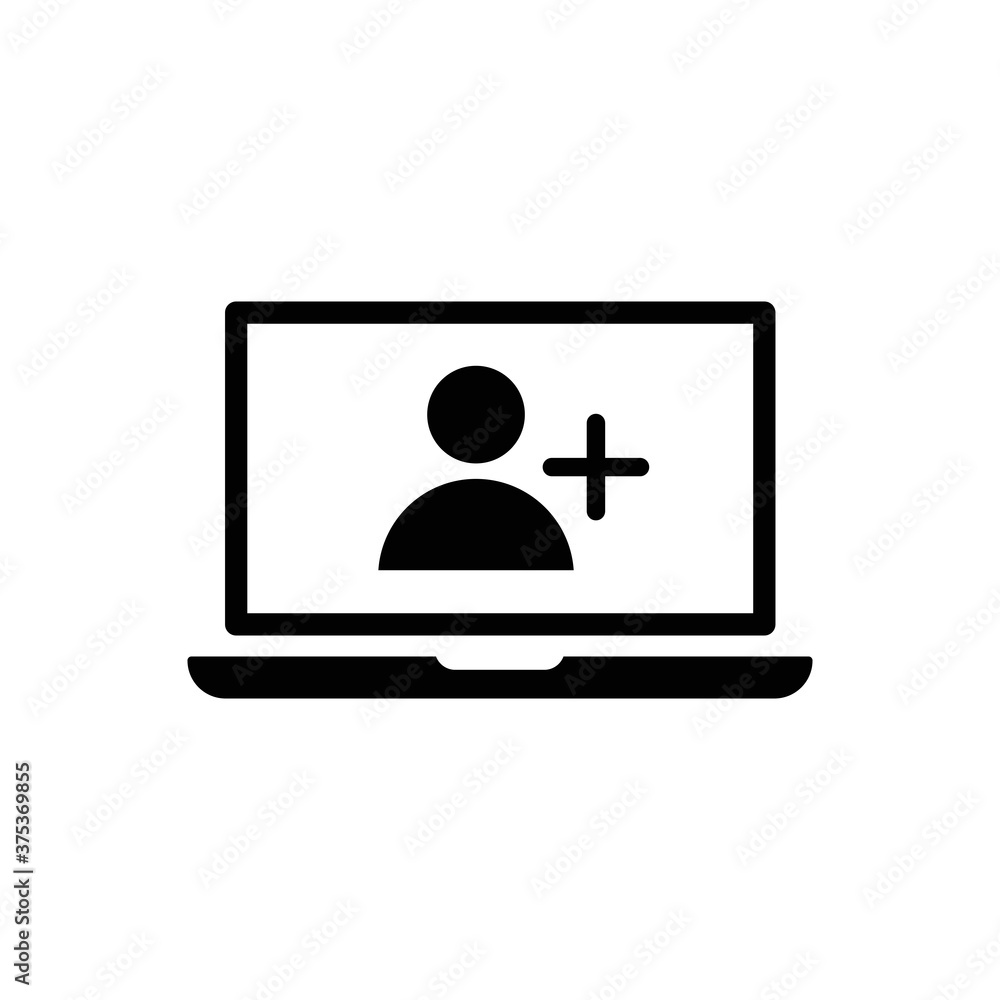 Poster laptop add user icon vector. vector web design.