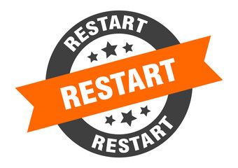 Fototapeta premium restart sign. round ribbon sticker. isolated tag