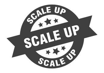 scale up sign. round ribbon sticker. isolated tag