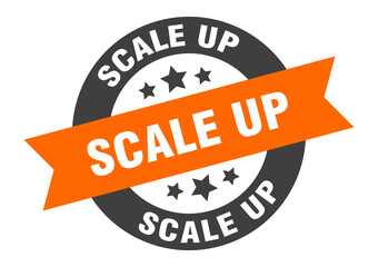 Obraz premium scale up sign. round ribbon sticker. isolated tag