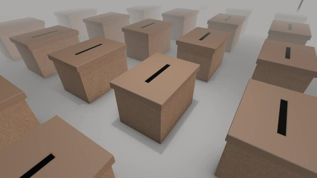 Ballot boxes with votes being cast via mail-in voting