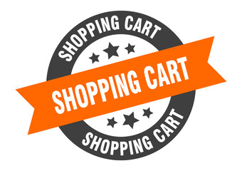 Fototapeta premium shopping cart sign. round ribbon sticker. isolated tag