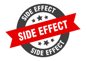 side effect sign. round ribbon sticker. isolated tag
