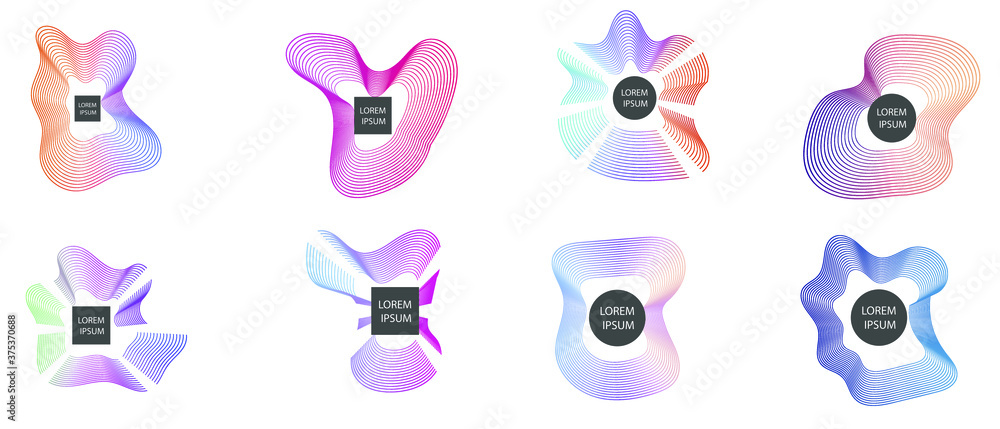 Poster set of abstract modern graphic elements. colorful vector gradient shapes composition. template for d