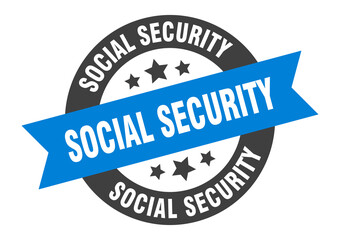 social security sign. round ribbon sticker. isolated tag