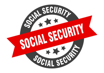 social security sign. round ribbon sticker. isolated tag