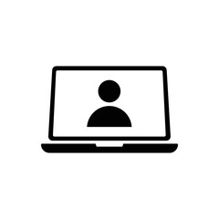 Laptop user icon vector. Vector web design.
