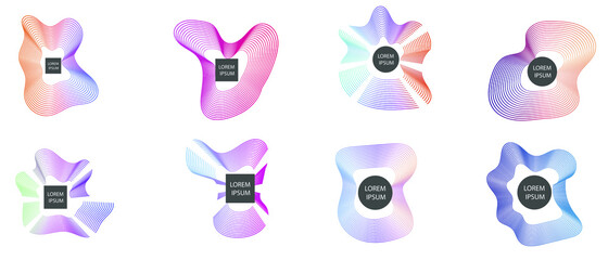 Set of abstract modern graphic elements. Colorful vector gradient shapes composition. Template for design, banner, flyer, poster, wallpaper, brochure, smartphone screen, mobile app