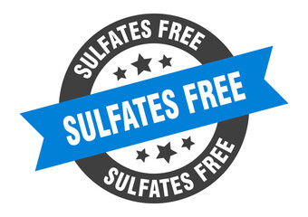 sulfates free sign. round ribbon sticker. isolated tag