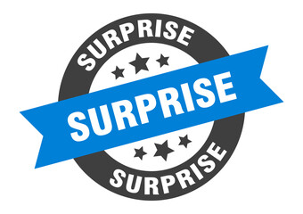 surprise sign. round ribbon sticker. isolated tag