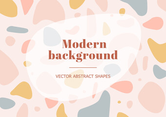 Stylish template with terrazzo background in pastel colors. Modern background in minimalist style with space for text. Contemporary vector Illustration