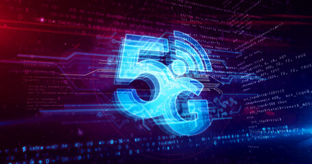 5G mobile communication symbol abstract 3d illustration