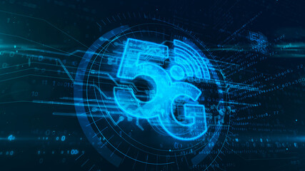 5G mobile communication symbol abstract 3d illustration