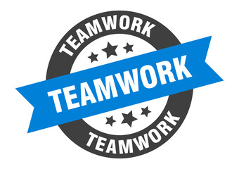teamwork sign. round ribbon sticker. isolated tag