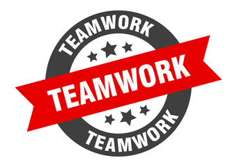 teamwork sign. round ribbon sticker. isolated tag