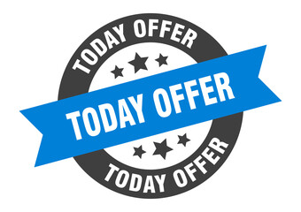today offer sign. round ribbon sticker. isolated tag